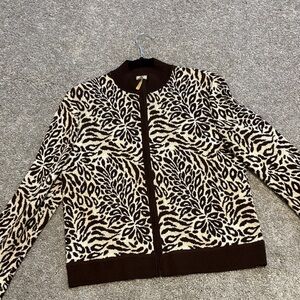 Brown and Cream Patterned Women's Jacket